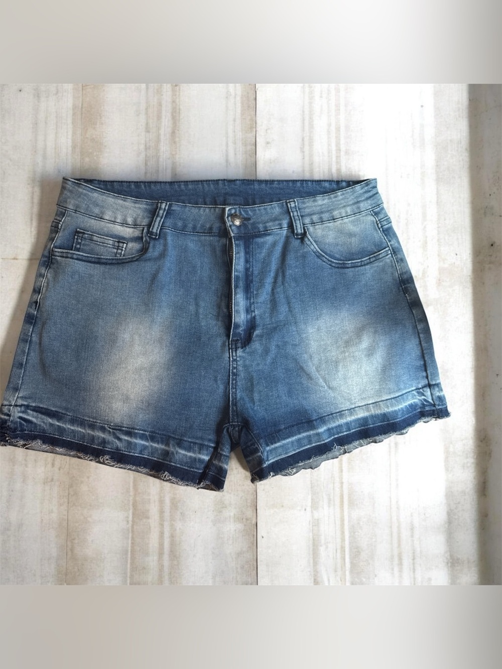 Crazy Train Women's Faded Blue High-Rise Denim Shorts